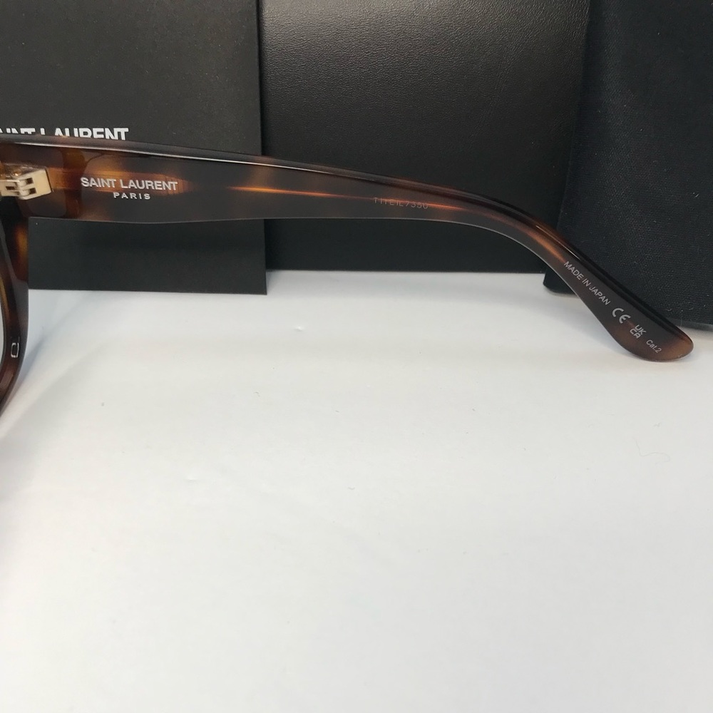 New Authentic Saint Laurent SLM8 Cat Eye Havana Brown Frame/grey Lenses Sunglass - Picture 13 of 15